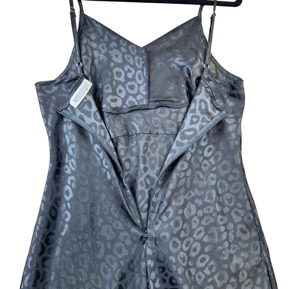 Wanderlux Black Leopard Satin Slip Dress Sz L Coquette Elevated Whimsy Witchy - Picture 9 of 12